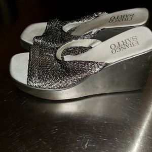 Franco Sarto Silver Mesh Wedges